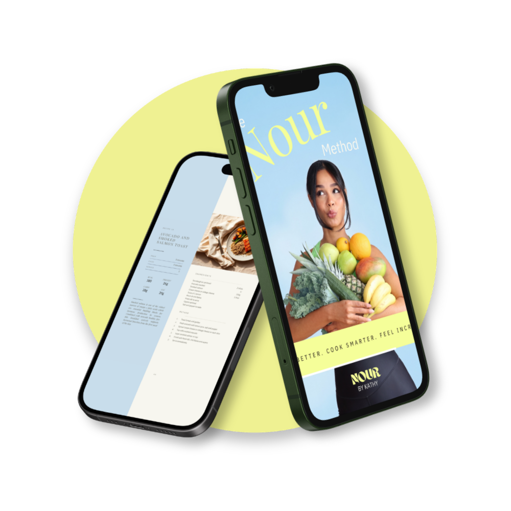Nour cookbook shown on two phones